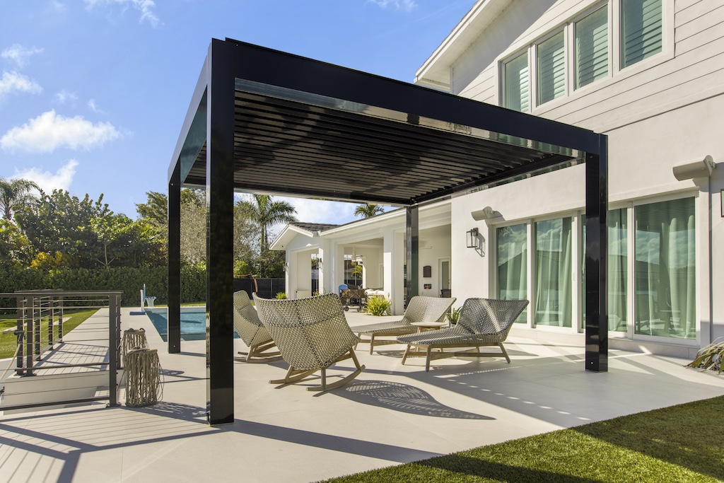 Louvered pergolas for full protection