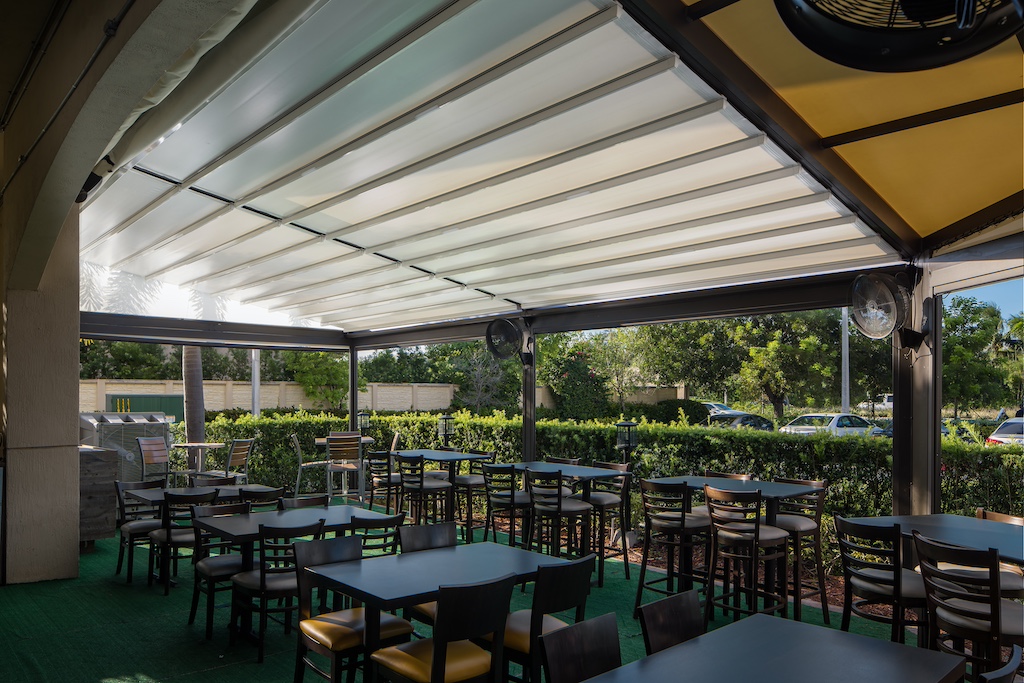 Designer awning creating functional shade