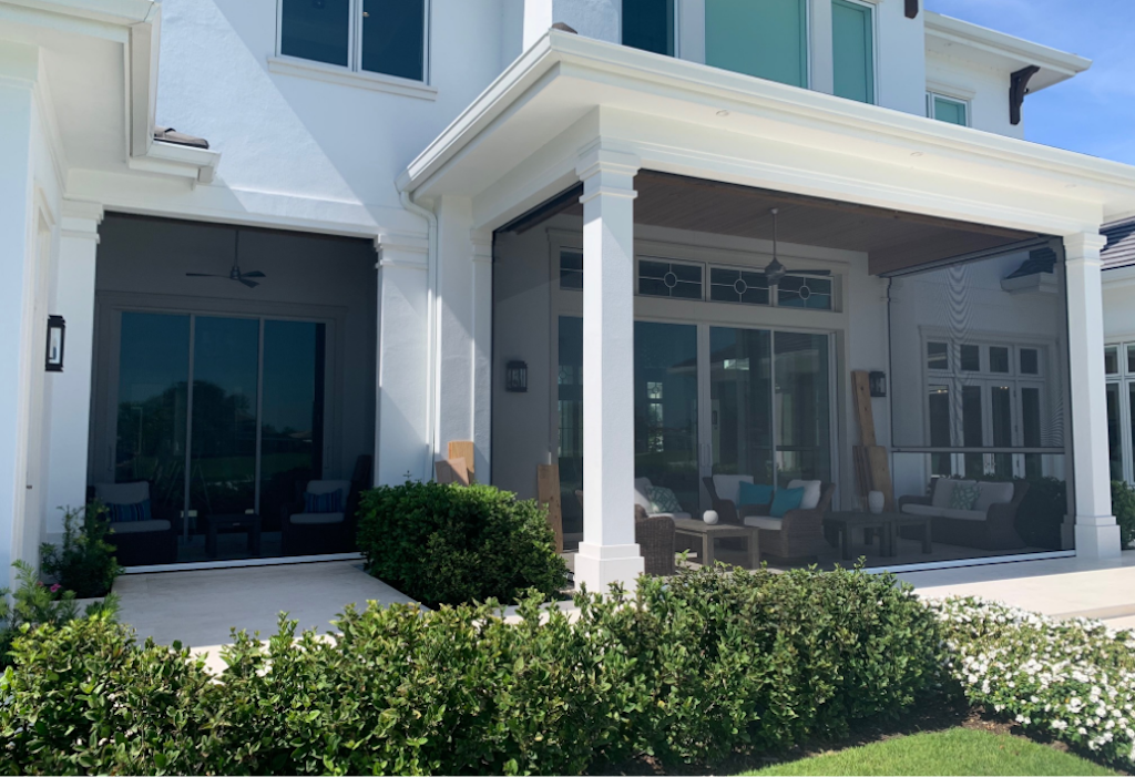Hurricane screens installed on a home for added storm protection