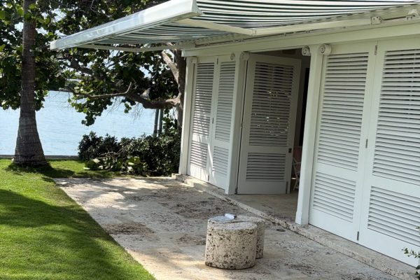 retractable awning over cabana structure in miami beach