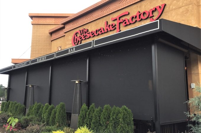 Hurricane screens installed on a commercial property