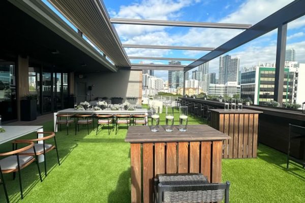 retractable canopy over outdoor event space