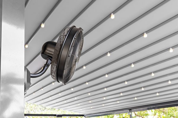 retractable fabric pergola over outdoor dining terrace